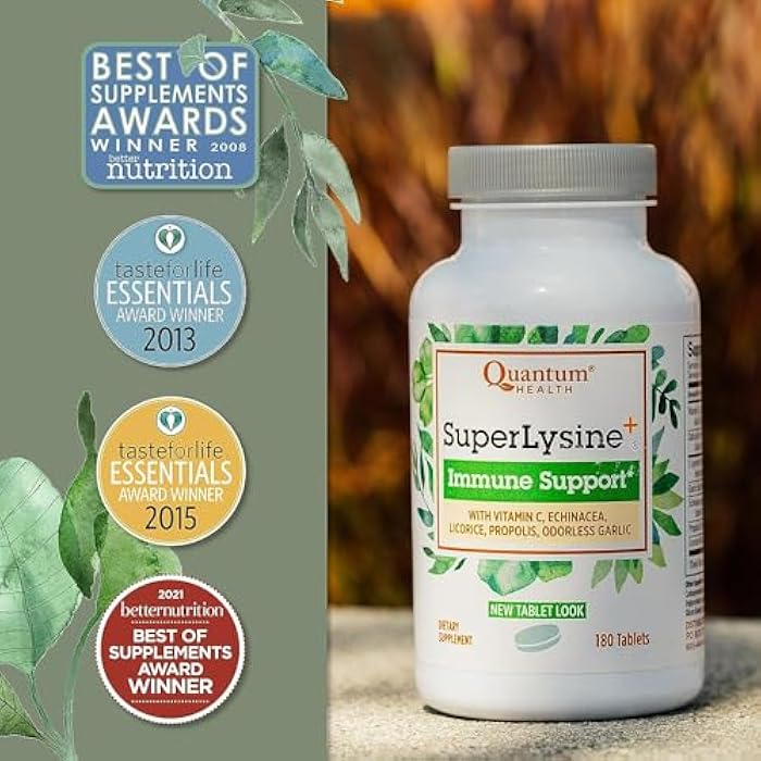 Quantum Health SuperLysine+ Advanced Formula Immune Support Supplement Lysine 1500 mg, Vitamin C Echinacea Licorice Bee Propolis & Odorless Garlic - 180 Tablets (Pack of 2) - Image 5