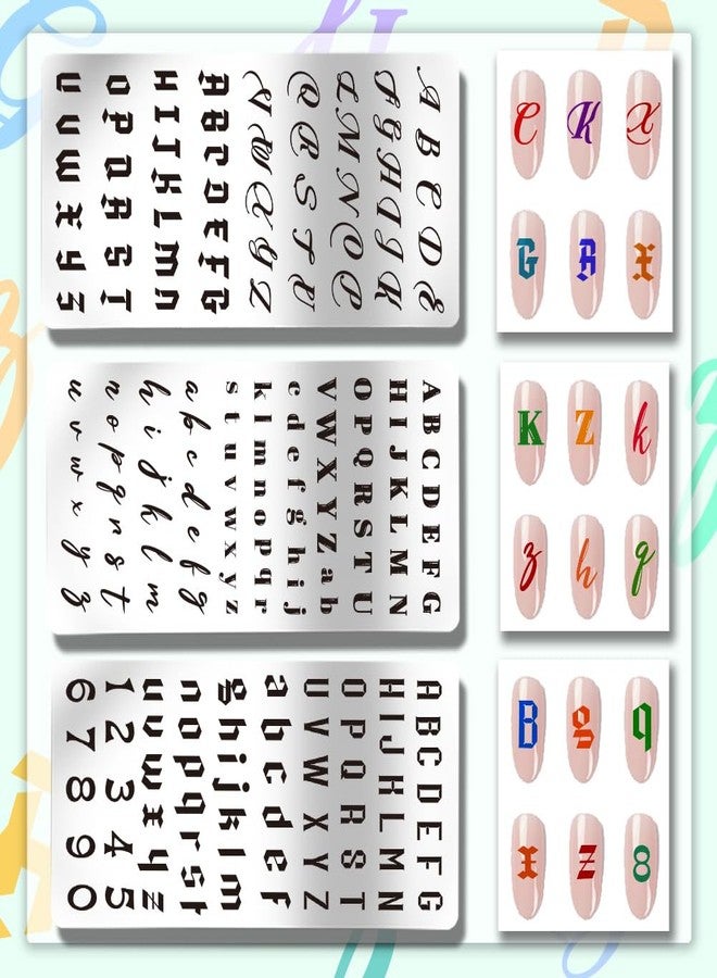 PH PandaHall 3 قطع لوحة طباعة أظافر حرف إنجليزي قوالب أظافر مطبوعة شخصية قوالب أظافر من الفولاذ المقاوم للصدأ لتصميم فن الأظافر بالأحرف الإنجليزية والأرقام 4.7x2.4 بوصة - Image 3
