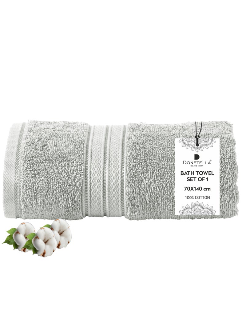 Donetella 1-Pcs Bath Towel (70x140cm) - Premium 100 % Combed Cotton 600GSM Large Towel, Highly Absorbent, Quick Dry,Best Towel for Bathroom, Spa And Hotel. - Image 1