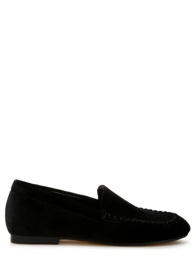 London Rag Velvet Flat Loafers in Black