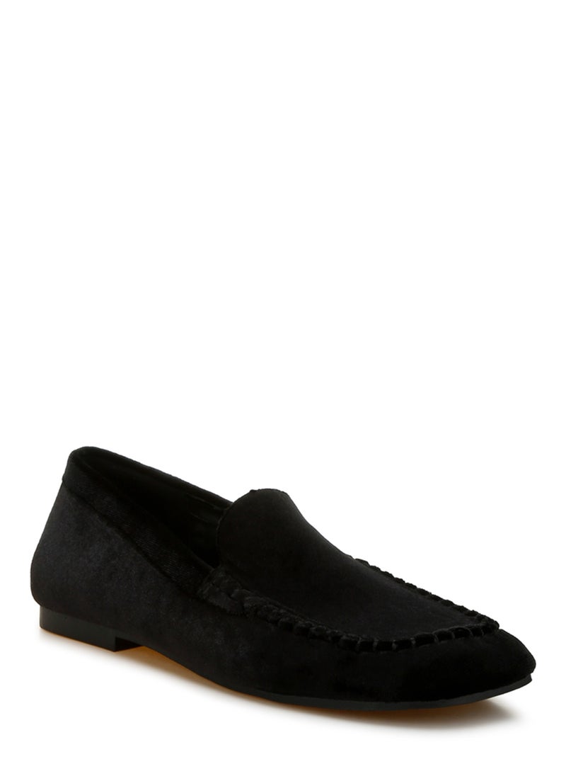 London Rag Velvet Flat Loafers in Black  - Image 2