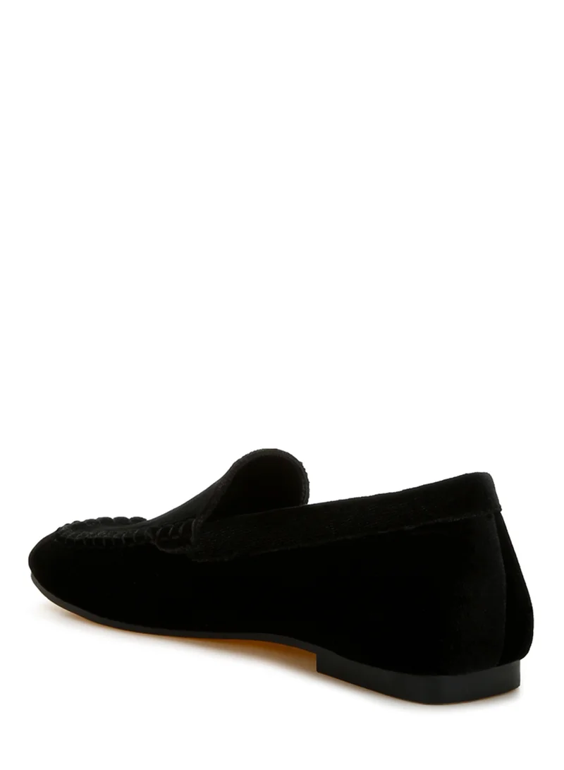 London Rag Velvet Flat Loafers in Black