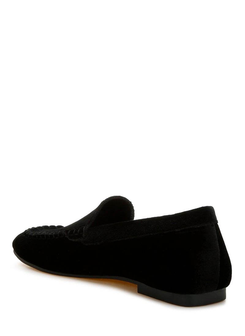 London Rag Velvet Flat Loafers in Black  - Image 3