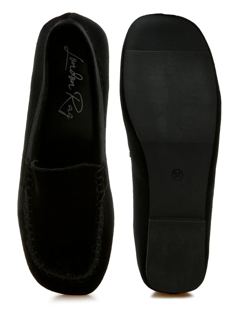London Rag Velvet Flat Loafers in Black  - Image 4