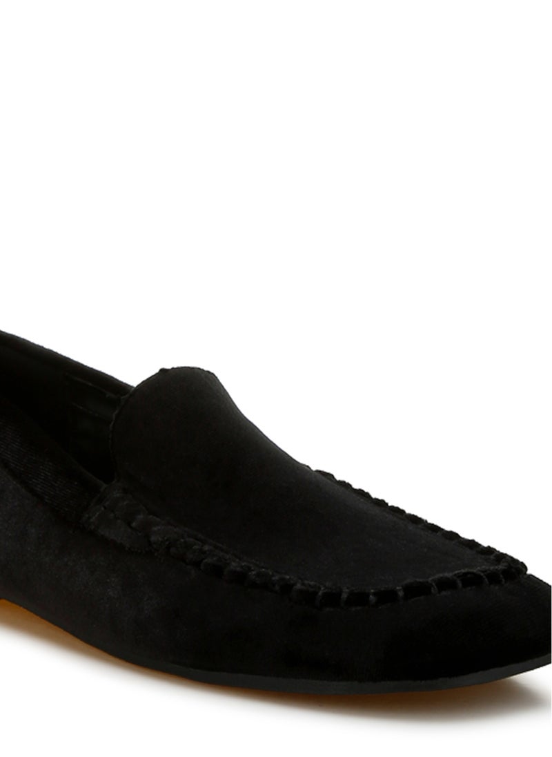 London Rag Velvet Flat Loafers in Black  - Image 5