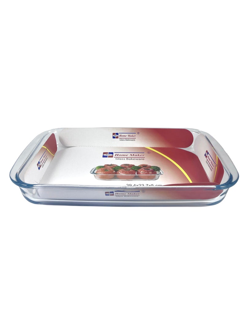Homemaker Rectangular Glass Baking Dish, 2.9 Lt Capacity, 39.4X23.7 Cm Diameter, 5 Cm Height - Clear - Image 1