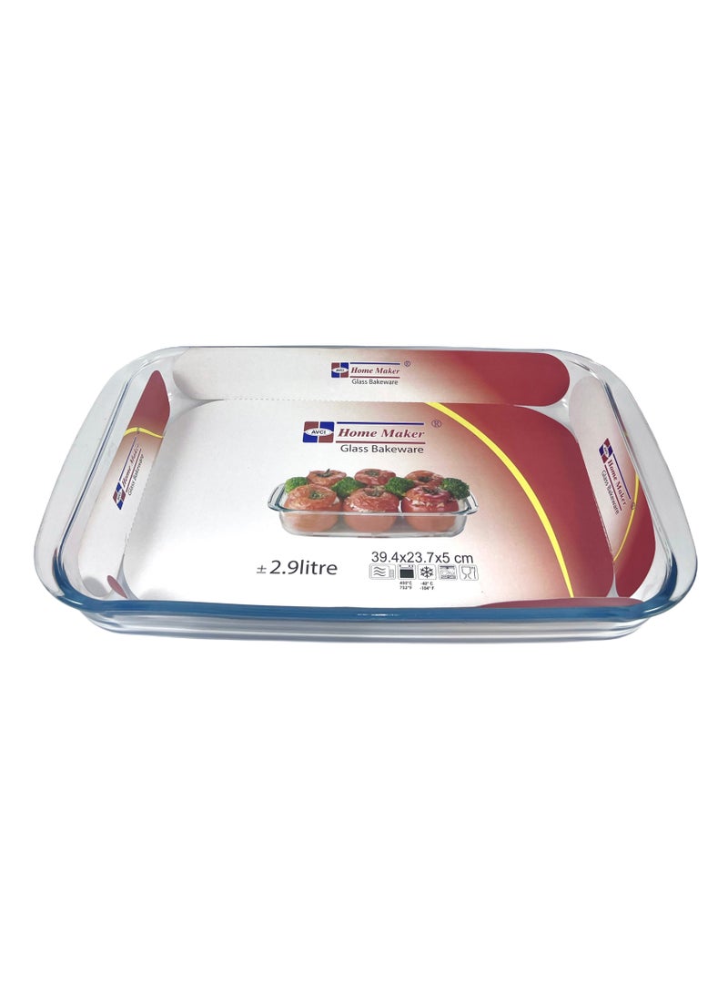 Homemaker Rectangular Glass Baking Dish, 2.9 Lt Capacity, 39.4X23.7 Cm Diameter, 5 Cm Height - Clear - Image 2