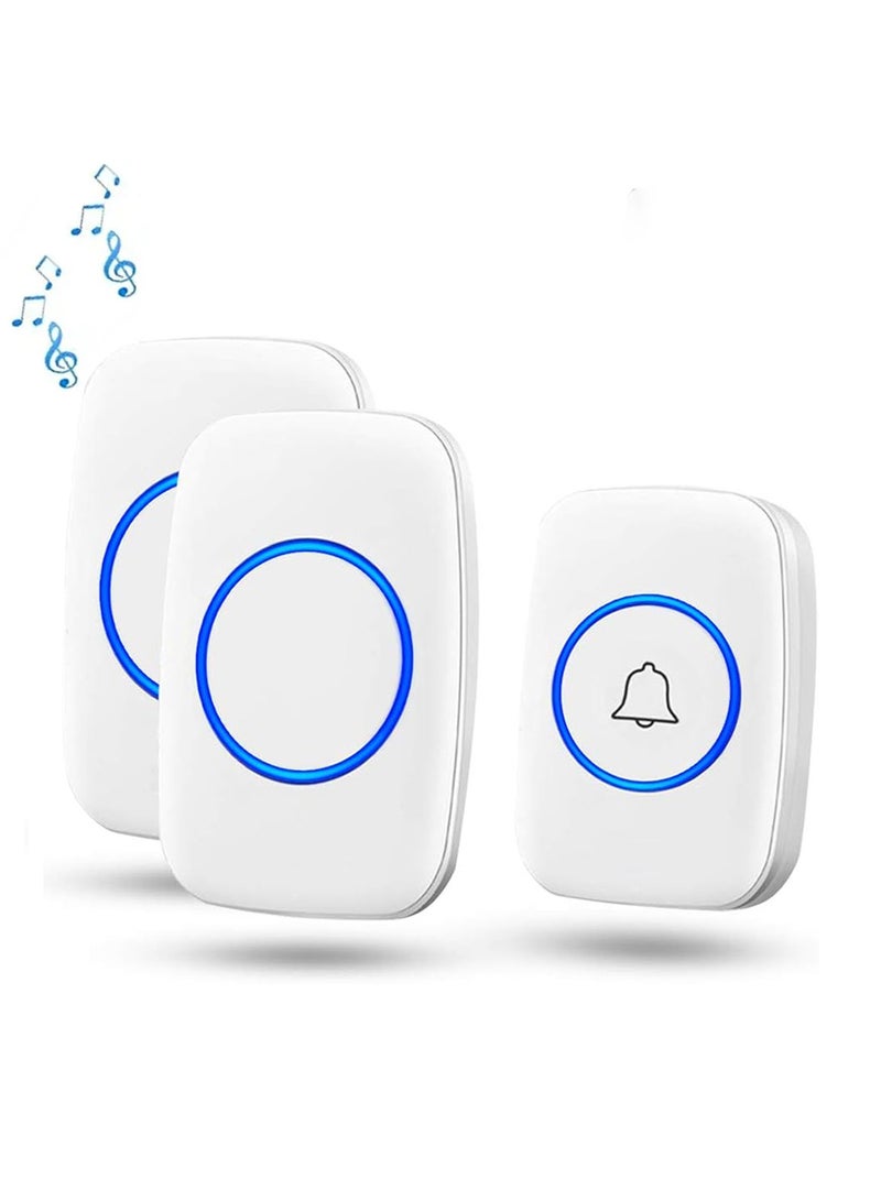 Wireless Doorbell Set IP44 Waterproof Doorbell With 1 Transmitter on 2 Receiver ons 5 Volume Levels 60 Ring Tones Suitable For Home Office Apartment - Image 1