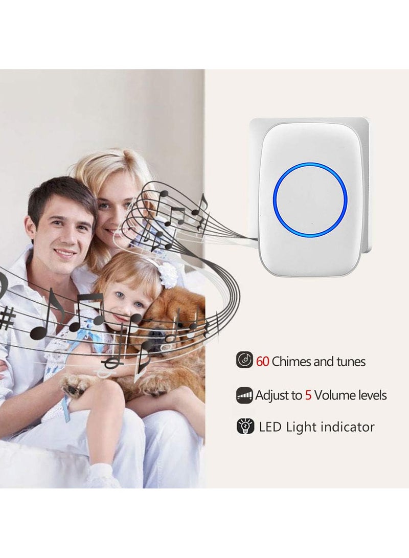Wireless Doorbell Set IP44 Waterproof Doorbell With 1 Transmitter on 2 Receiver ons 5 Volume Levels 60 Ring Tones Suitable For Home Office Apartment - Image 4