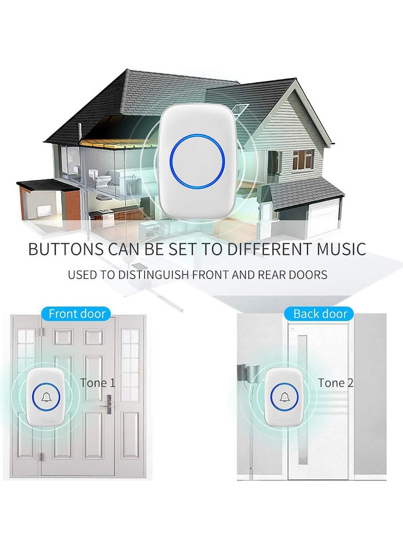 Wireless Doorbell Set IP44 Waterproof Doorbell With 1 Transmitter on 2 Receiver ons 5 Volume Levels 60 Ring Tones Suitable For Home Office Apartment - Image 3