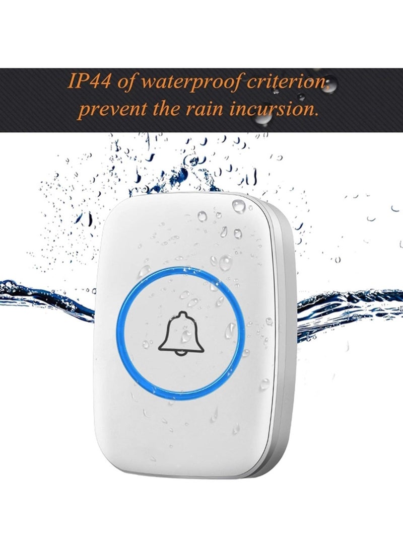 Wireless Doorbell Set IP44 Waterproof Doorbell With 1 Transmitter on 2 Receiver ons 5 Volume Levels 60 Ring Tones Suitable For Home Office Apartment - Image 5