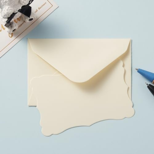 Toperd 100 Pack Mini Envelopes with Blank Note Cards - Small Self-Adhesive Envelopes for Business Cards (4 x 2.7 Inches, Cream) - Image 4