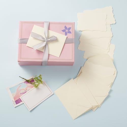 Toperd 100 Pack Mini Envelopes with Blank Note Cards - Small Self-Adhesive Envelopes for Business Cards (4 x 2.7 Inches, Cream) - Image 5