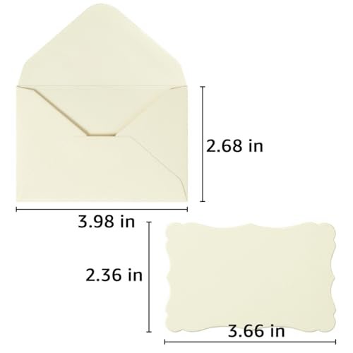 Toperd 100 Pack Mini Envelopes with Blank Note Cards - Small Self-Adhesive Envelopes for Business Cards (4 x 2.7 Inches, Cream) - Image 2