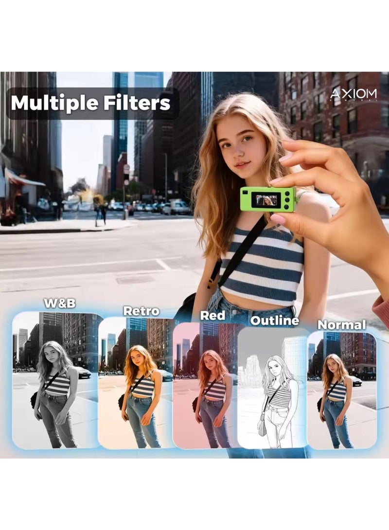 Axiom Mini Thumb Camera - Portable Retro Keychain Video Recorder & Digital Camera with Built-in Display & Creative Filters - Image 2