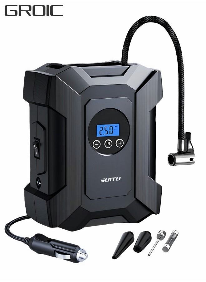 GROIC Air Compressor Tire Inflator,12V DC Car Tire Pump with Digital Pressure Gauge,Portable mini small Air Pump,Bike Pump,Car Accessories  - Image 1