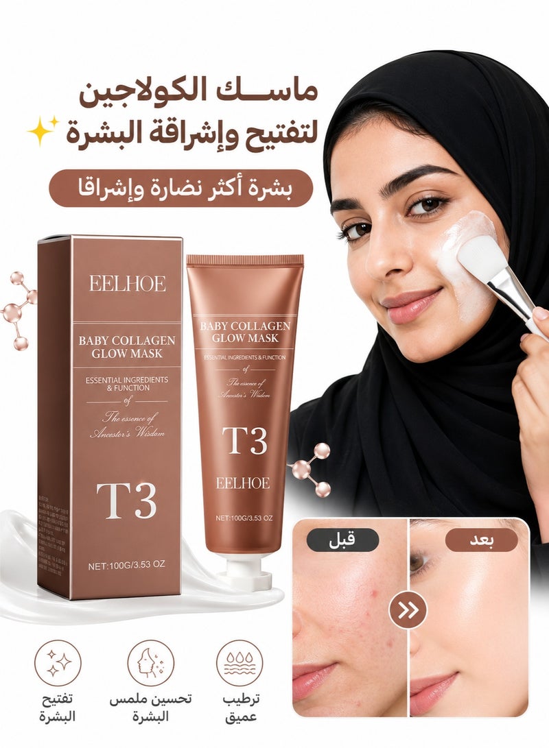 إيلهو ماسك كولاجين T3 كوري، ماسك كولاجين متوهج للعناية بالبشرة مضاد للتجاعيد وعلامات التقدم بالعمر، هدية لشد المسام، - Image 1