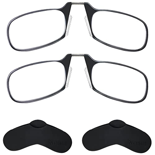Noble Pack Noble Ultra Slim and Flat Reading Glasses Thin and Flexible Armless (2 Pairs) Enhanced Comfort Nose Rest, Armless Pocket Size Readers with 2 Stick-on Silicone Case Holder (Black, +2.50) - Image 1