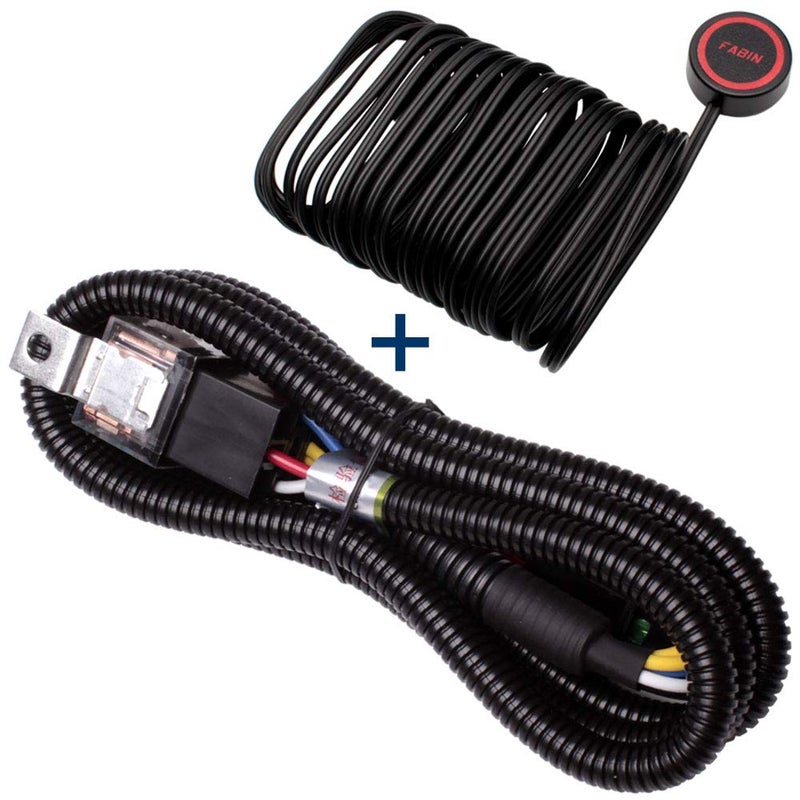 FARBIN 12V 80a Horn Wiring Harness Relay Kit and Horn Push Button with 3 Meters Wire (Wiring Harness+Button, 12V) - Image 1