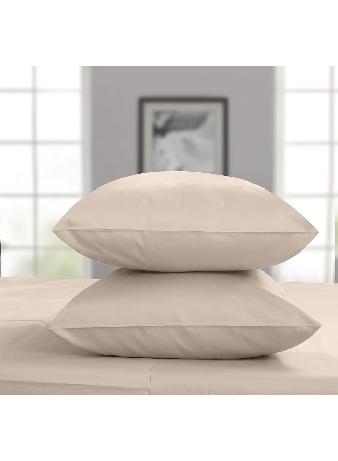 Threadmill Bamboo Pillow Cases King Size Set of 2 - Bamboo Sheets Silk Cooling Satin Pillowcases for Hair and Skin, Soft & Breathable Pillow Case with Envelope Closure for King Pillows, Beige  - Image 1