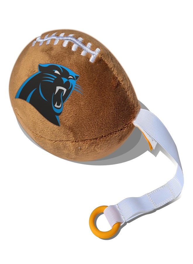 Smilo Carolina Panthers Plush Football Pacifier Holder by Smilo - Officially Licensed NFL Soother Holder - Soft Plush Toy and Dummy Holder - Fits Any Pacifier - Stroller Accessory & Newborn Essential - Image 1
