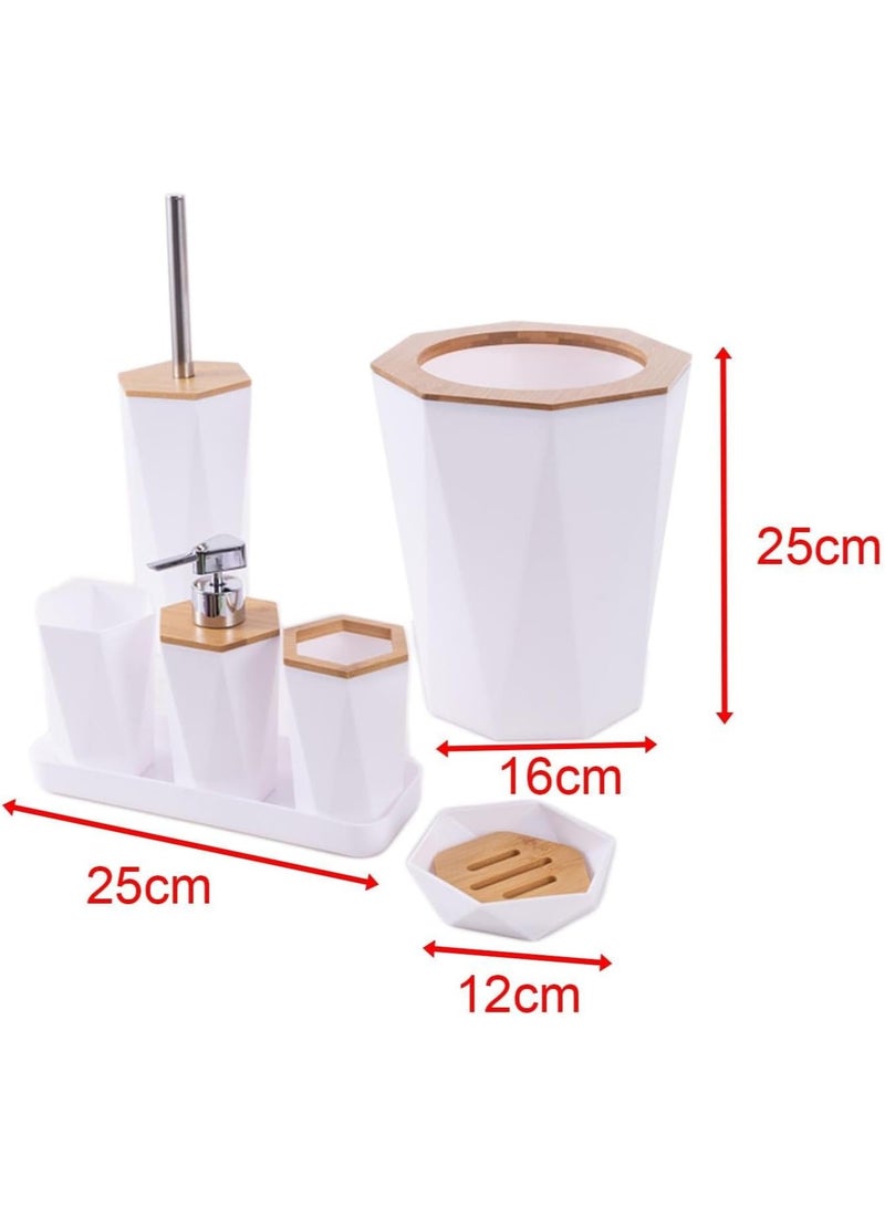 Complete Bathroom Accessories Set of Soap Dish, Toilet Brush Holder and Tray, for Home 7 in 1 (Black) - Image 2