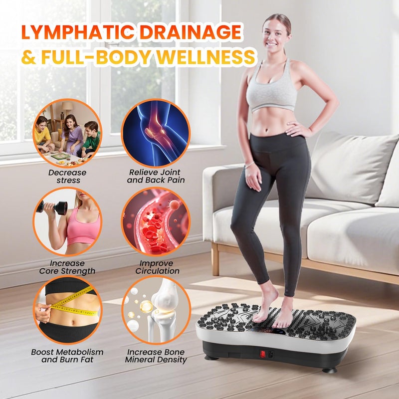 AXV Vibration Plate Fitness Platform Exercise Machine Vibrating Shaking Workout Full Body Shaker Vibrate Stand Shake Board Sport Gym Pad for Weight Loss Fat Burner for Women Men - Image 5