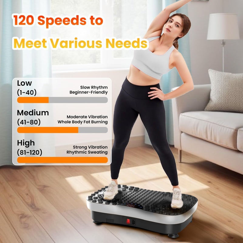 AXV Vibration Plate Fitness Platform Exercise Machine Vibrating Shaking Workout Full Body Shaker Vibrate Stand Shake Board Sport Gym Pad for Weight Loss Fat Burner for Women Men - Image 4