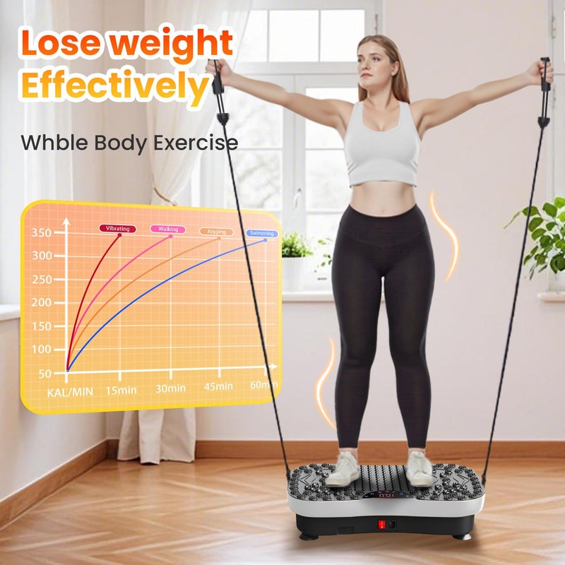 AXV Vibration Plate Fitness Platform Exercise Machine Vibrating Shaking Workout Full Body Shaker Vibrate Stand Shake Board Sport Gym Pad for Weight Loss Fat Burner for Women Men - Image 3