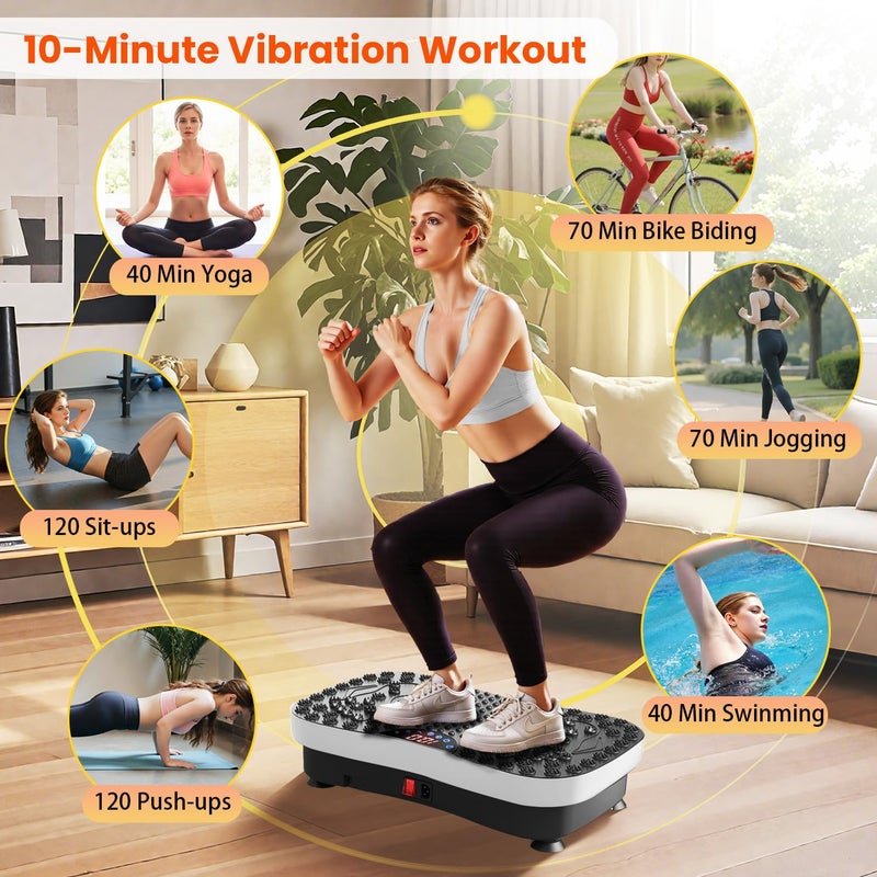 AXV Vibration Plate Fitness Platform Exercise Machine Vibrating Shaking Workout Full Body Shaker Vibrate Stand Shake Board Sport Gym Pad for Weight Loss Fat Burner for Women Men - Image 2