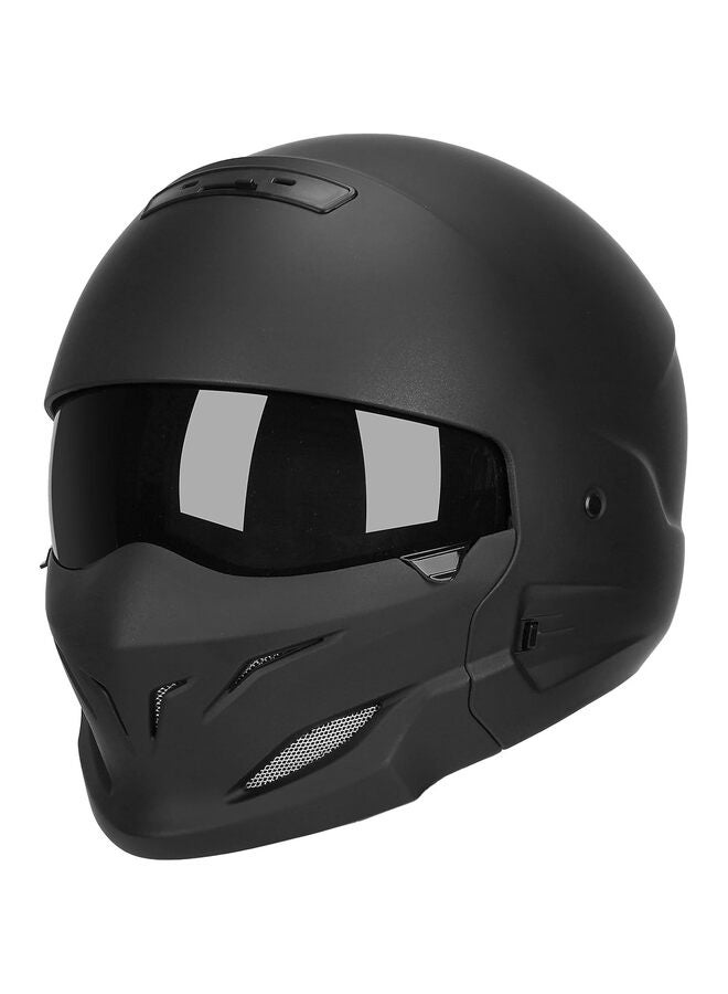 Full Face Motorcycle Helmet with Removable Mask Motocross Helmet for Bike Cruiser Scooter Black L - Image 1