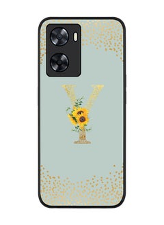 Stylizedd Rugged Black edge case for Oppo A57 4G/Oppo A77 4G/Oppo A77s Slim fit Soft Case Anti Drop TPU Gel Thin Cover - Monogram Initial Letter Floral Pattern - Y (Light Grey )  - Image 1