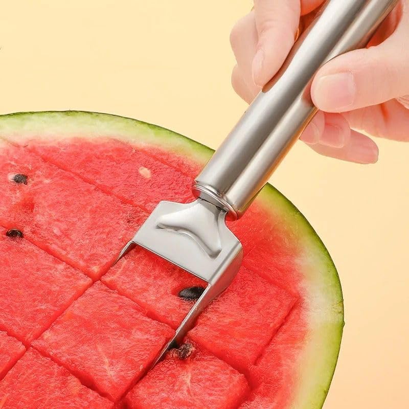 Saiyam Watermelon Cutter and Slicer, 2-in-1 Stainless Steel Tool with Fork, Windmill Cube Design (3) - Image 3