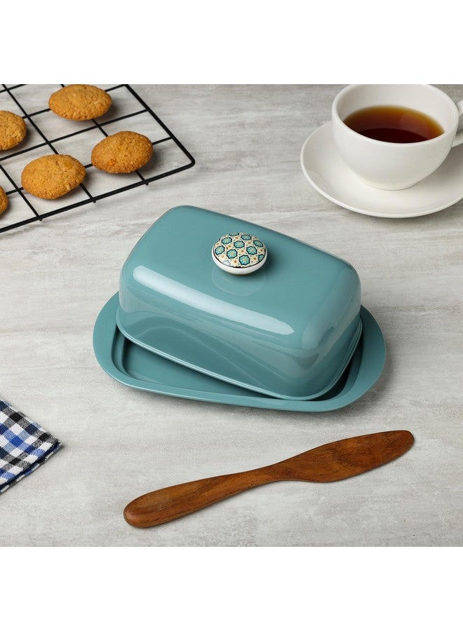 ANANTAM HOMES Stainless Steel Butter Container Dish Storage Box Organizer with Ceramic Knob Design, (500 Gram) (Moss Green) - Image 2