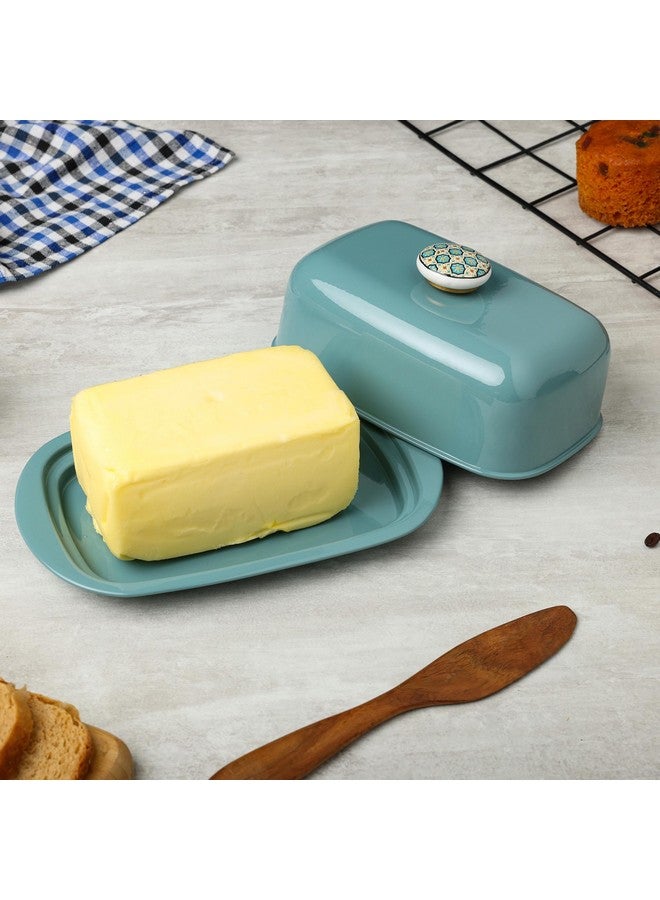 ANANTAM HOMES Stainless Steel Butter Container Dish Storage Box Organizer with Ceramic Knob Design, (500 Gram) (Moss Green) - Image 3