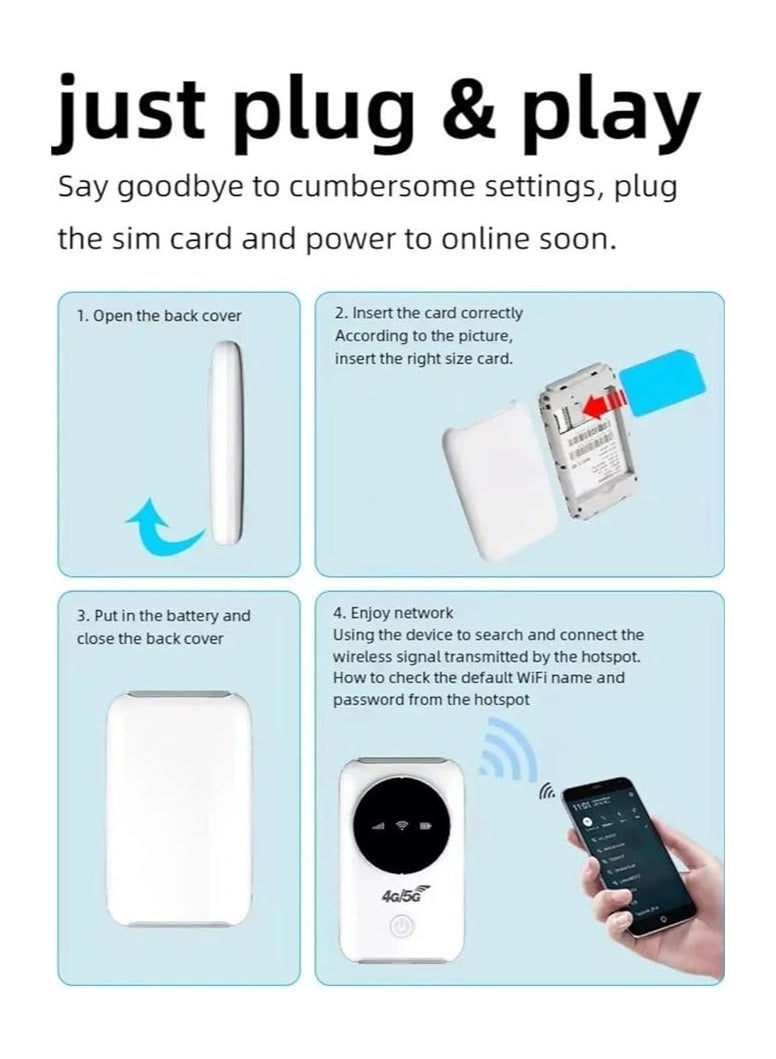 general Mobile WiFi Router 4G LTE 5G WiFi Hotspot 300Mbps Modem (up to 10 Devices) SIM Card Slot 3200mAh Battery Wireless Portable WiFi Device for Travel - Image 3