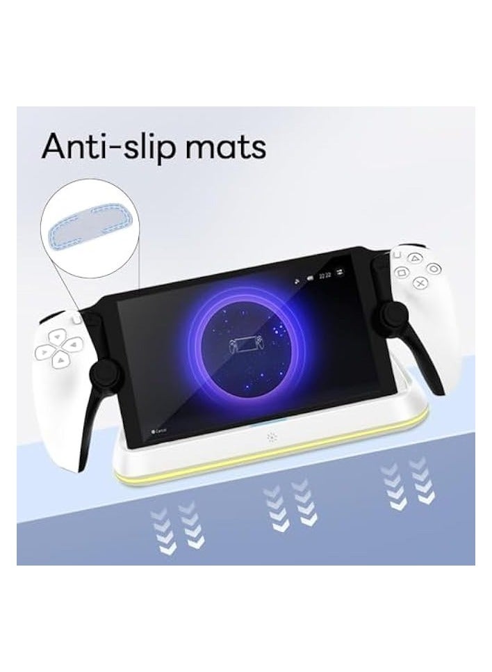 PROMASS Charging Stand   Portal, Enhanced Stability Charger Dock or Station with On/Off RGB Light and Type-C Cable, Pogo Pin Adapter and 30° Comfort Angle Design for Portal (White) - Image 4