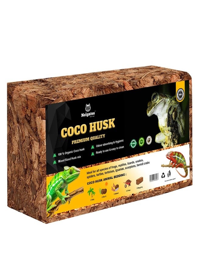 Nelgates Coconut Husk for Reptiles Bedding 650g Coco Coir Chips Terrarium Substrate for Ball Python Frog Snake Turtles,Gecko Hermit Crab Tortoise - Image 1