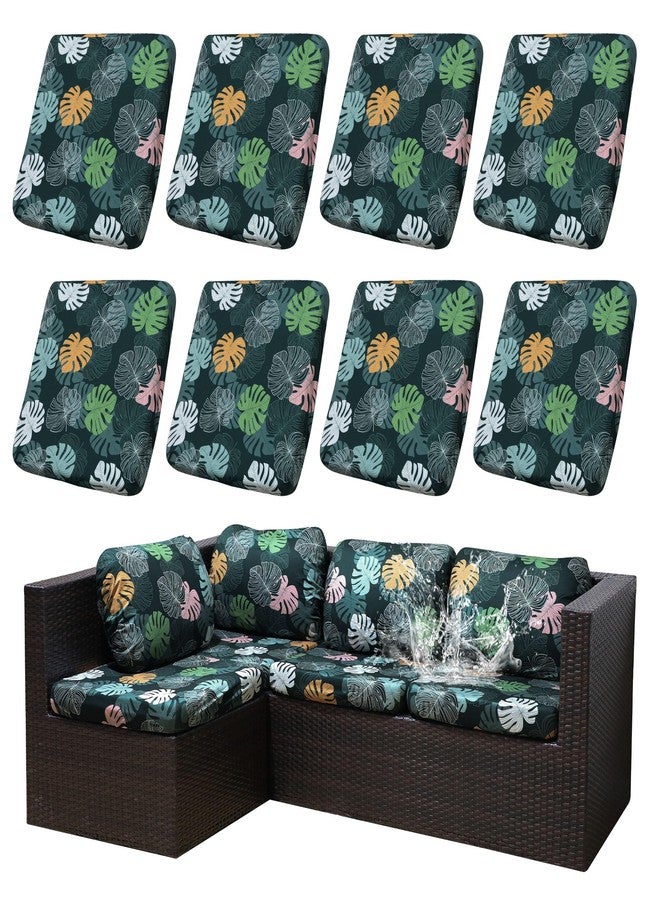 SUKAIKEQA 8Pcs Stretch Patio Cushion Covers Waterproof Outdoor Cushion Covers,Outdoor Couch Covers Patio Couch Cover Slipcovers, for Outdoor Furniture Protector Cover Replacement(Cover Only) (greenery) - Image 1