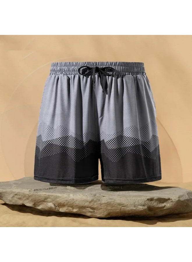 Loquat Swimming Trunks Men's Swimming Trunks Swimming Cap Swimming Goggles Hot Spring Anti-embarrassment Quick-drying Beach Pants Men's Swimming Equipment-Color:orange Blue Gradient- - Image 5