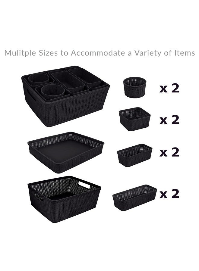 Simplify 10 Piece Organizing Set | Multiple Size Bins | Multipurpose | Office | Desk | Dorm | Bathroom | Storage Basket | Small Items | Accessories | Black - Image 3