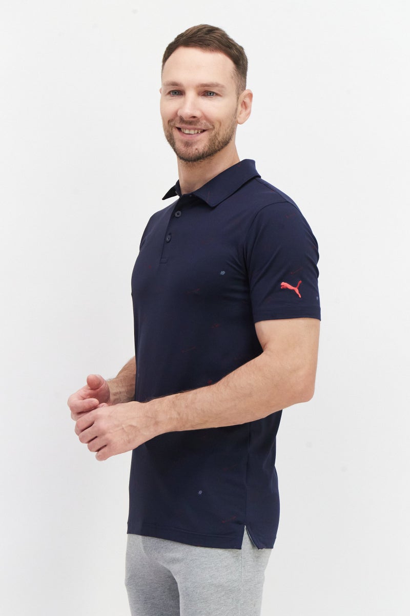 PUMA Men Sport Fit Short Sleeve Training Polo Shirt, Navy Blue - Image 4