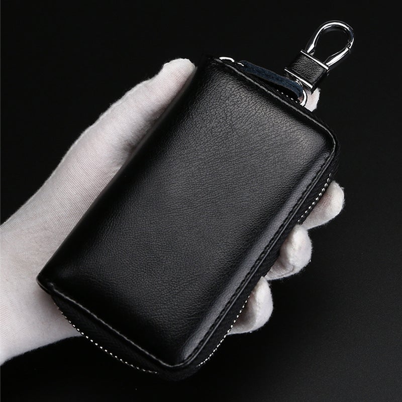 Men'S Extra Large Capacity Key Bag Two-Layer Cowhide Women'S Car Waist Hanging Multi-Functional Household Zipper Key Bag Buckle Cover - Image 4