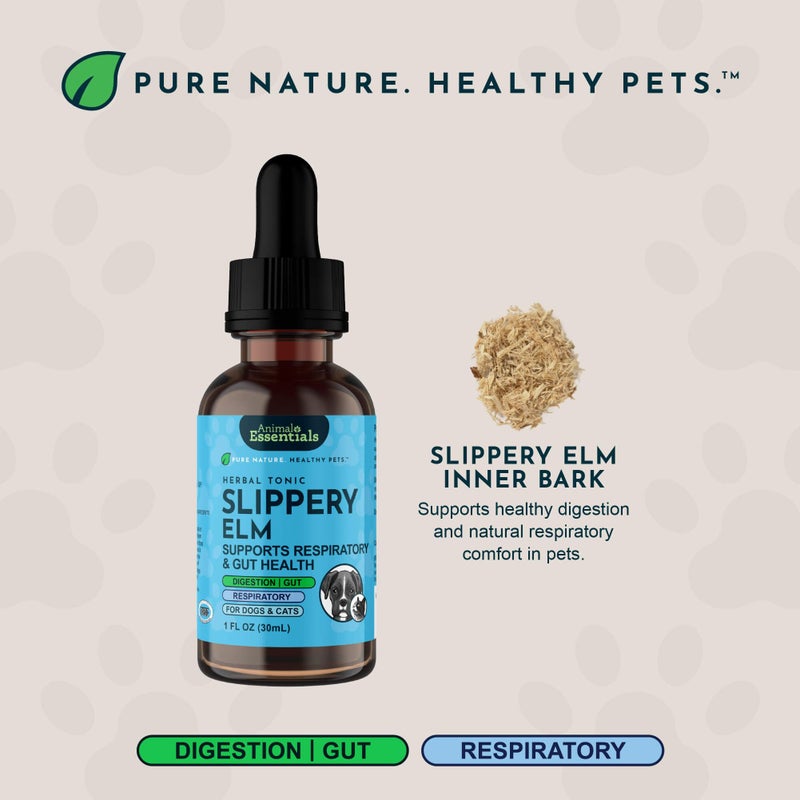 Animal Essentials Slippery Elm - Slippery Elm Bark Anti Diarrhea Drops for Dogs and Cats, Organic Herbal Extract for Healthy Gut, Digestive & Throat Support, Helps Acid Reflux, Liquid Formula- 1 fl oz - Image 3