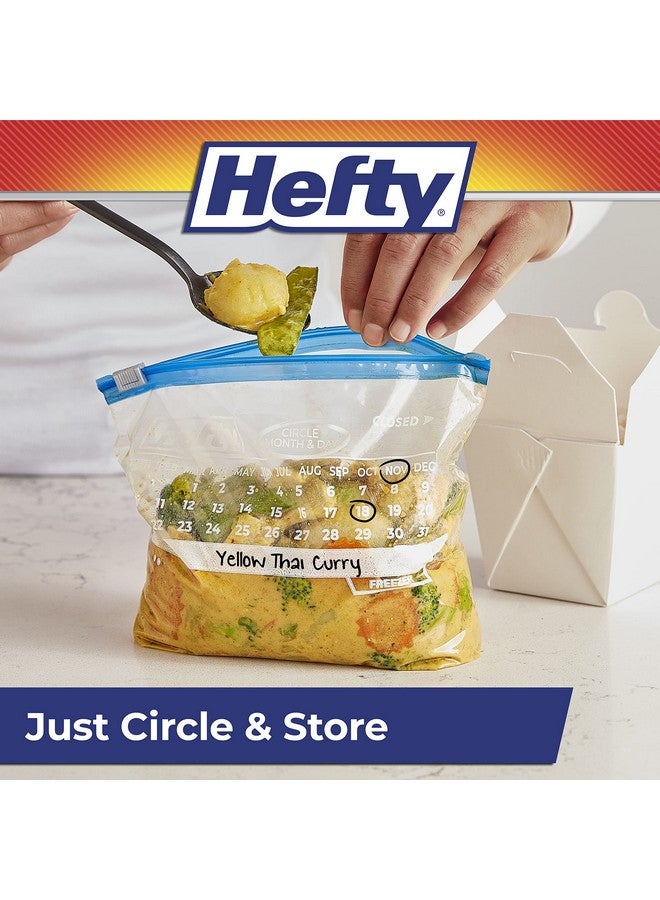 Hefty Hefty Calendar Slider Quart Freezer Bags, 1 Quart Slider Bags with Stand and Fill Expandable Bottoms, Helps Prevent Freezer Burn, 35 Count (Pack of 4) - Image 5