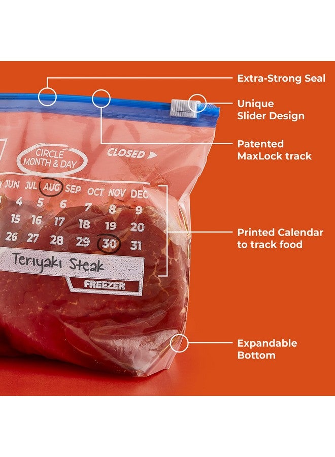 Hefty Hefty Calendar Slider Quart Freezer Bags, 1 Quart Slider Bags with Stand and Fill Expandable Bottoms, Helps Prevent Freezer Burn, 35 Count (Pack of 4) - Image 4