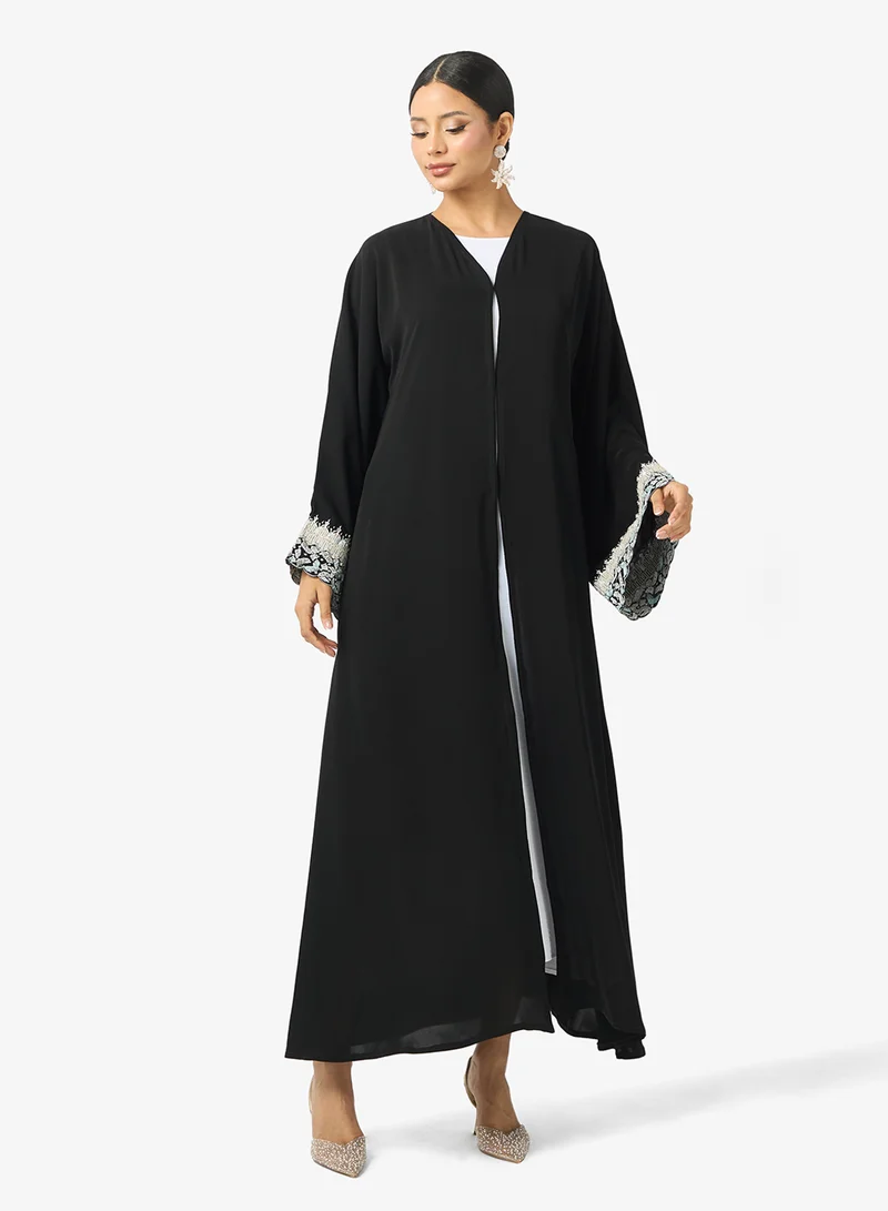 hayas closet  Embroidered Flared Sleeve Abaya for Women | Best Price UAE