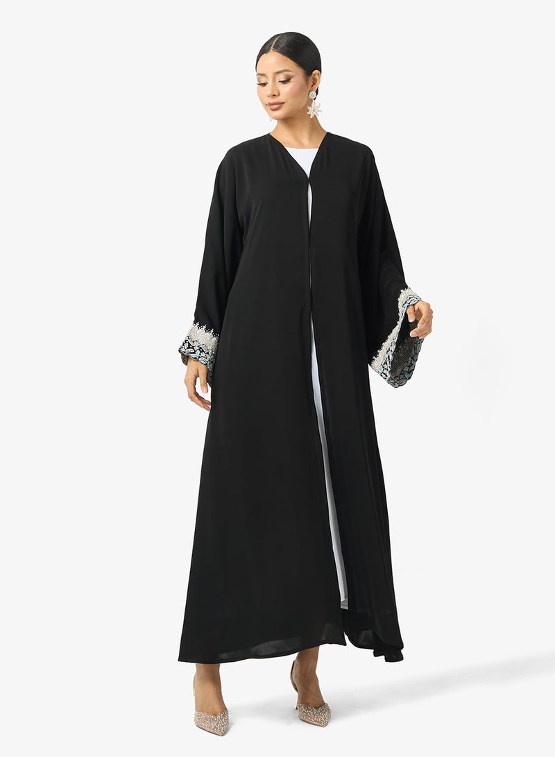 hayas closet Embroidered Flared Sleeve Abaya - Image 5