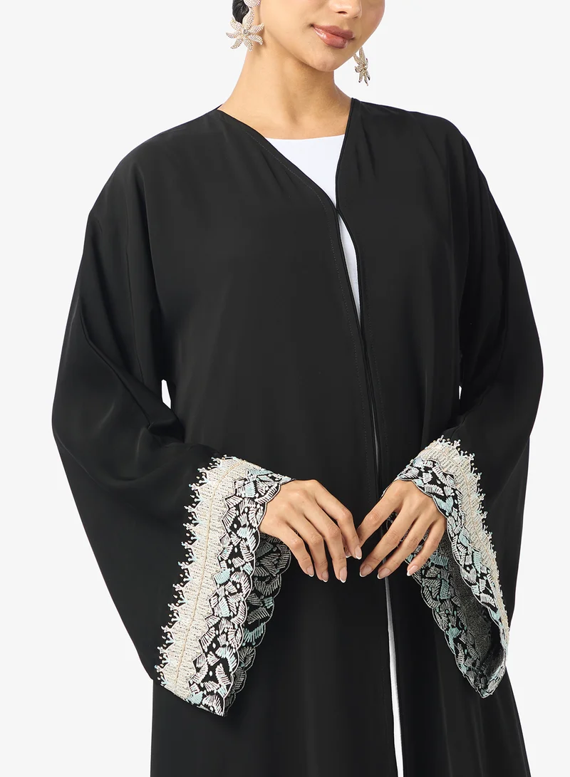 hayas closet  Embroidered Flared Sleeve Abaya for Women | Best Price UAE