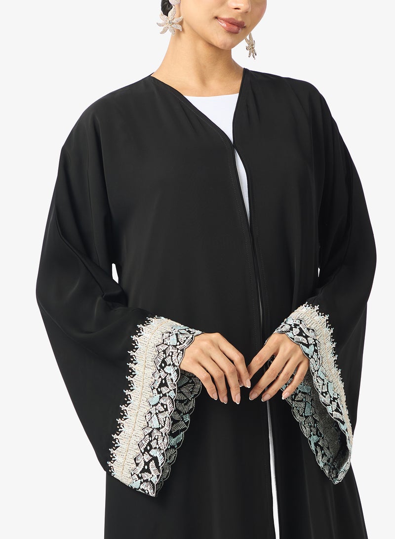 hayas closet Embroidered Flared Sleeve Abaya - Image 3
